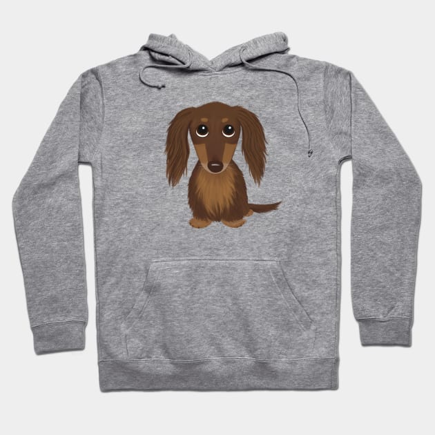Cute Dog | Longhaired Chocolate Brown Dachshund | Wiener Dog Hoodie by Coffee Squirrel